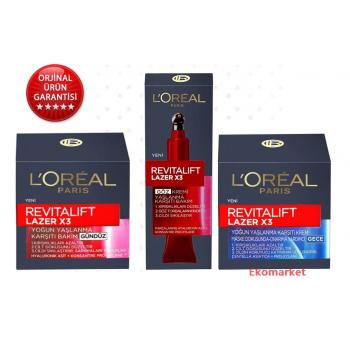 Loreal Revitalift Lazer 3 'lü Kırışık Karşıtı Bakım Seti