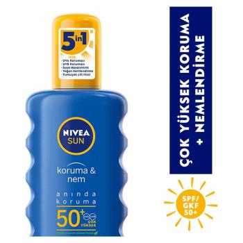 Nivea Sun Güneş Koruyucu ve Nem F50 faktör süt Spreyli  200 ml