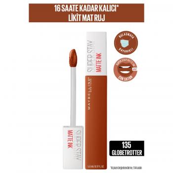 Maybelline New York Super Stay Matte Ink Likit Mat Ruj - 135 Globe-Trotter - Kahverengi