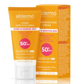 Alldermo Spf50+ Güneş Koruyucu Krem  Kuru Hassas Cilt 50 ml